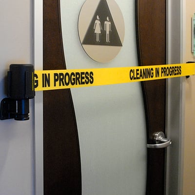 image of barrier closing bathroom