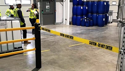 image of safety barrier in warehouse