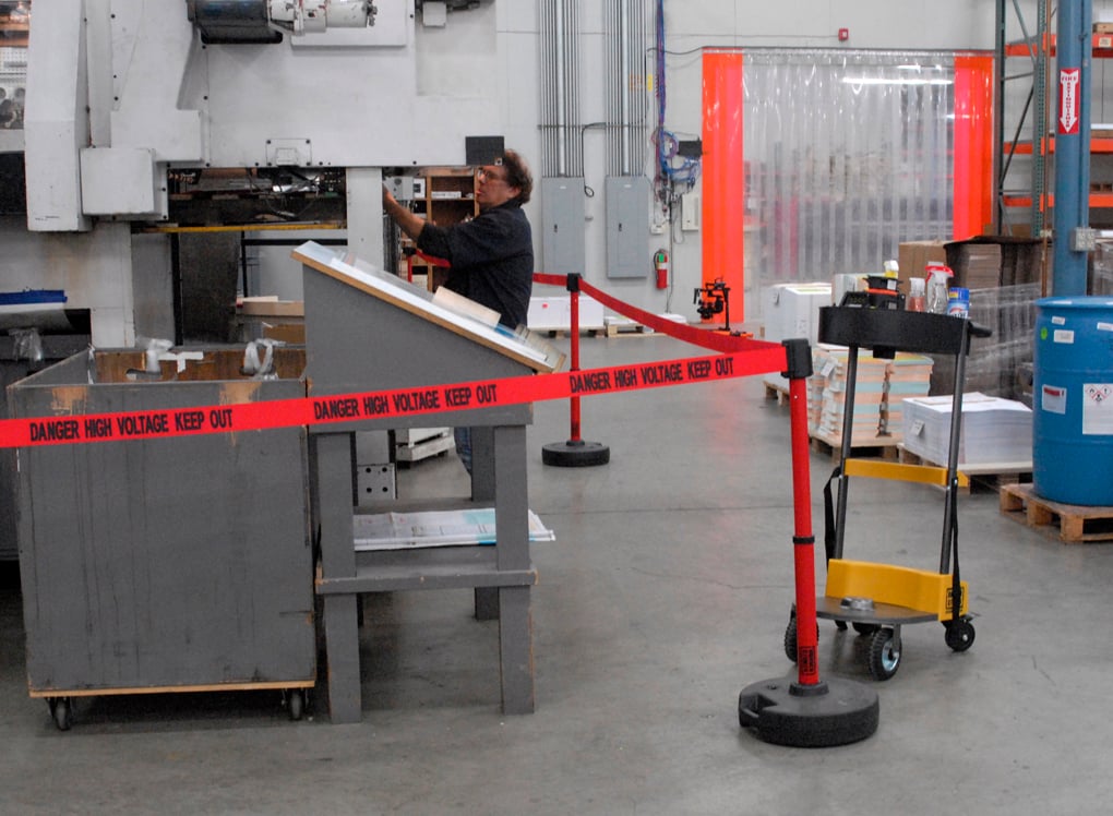 image of safety barrier in warehouse