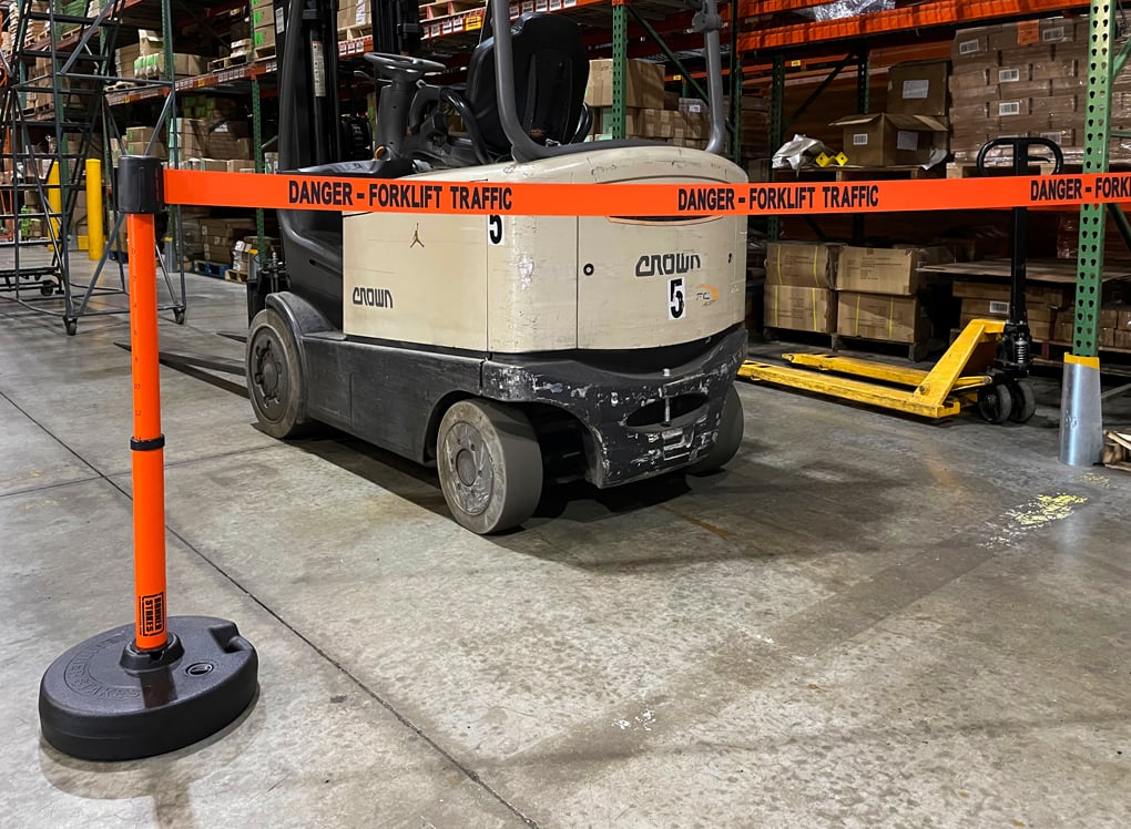 image of traffic control safety barrier in warehouse