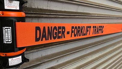 image of forklift warning safety barrier