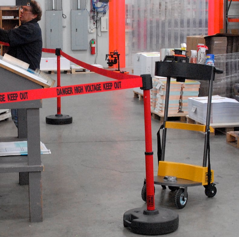 image of portable barrier in warehouse