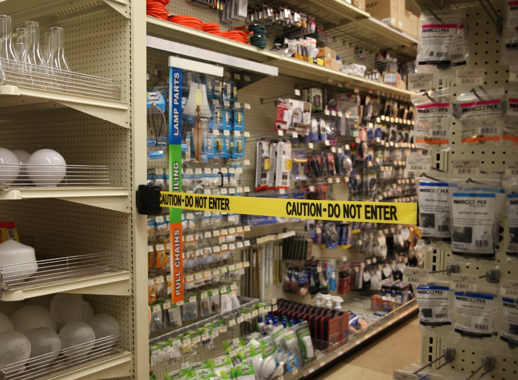 image of safety barrier blocking store asile